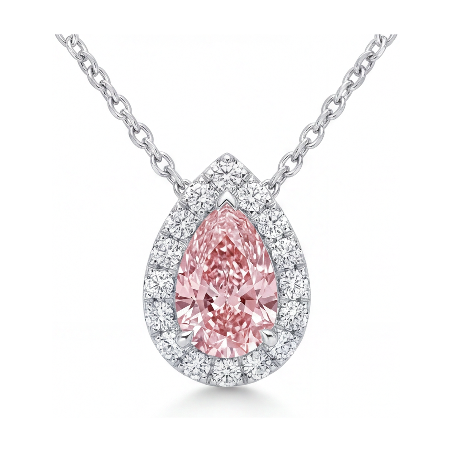 Pink Diamond Necklace 1.9 Carat Pear