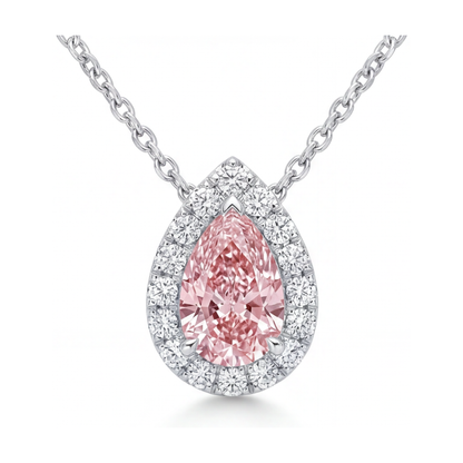 Pink Diamond Necklace 1.9 Carat Pear