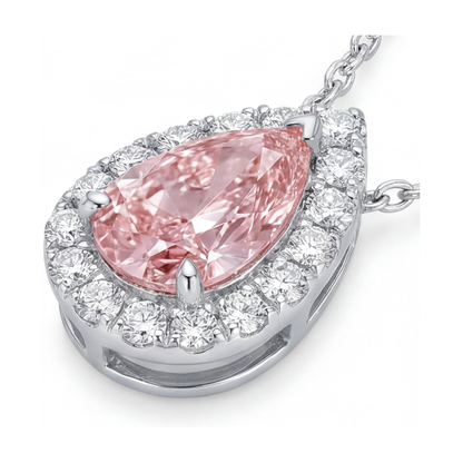 Pink Diamond Necklace 1.9 Carat Pear