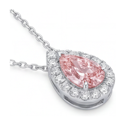 Pink Diamond Necklace 1.9 Carat Pear