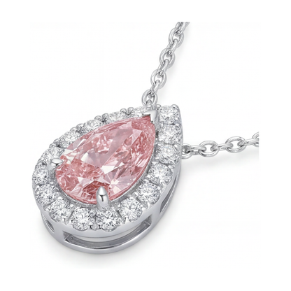 Pink Diamond Necklace 1.9 Carat Pear