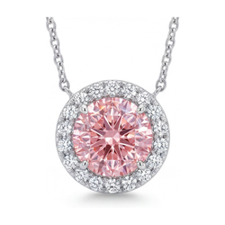 Pink Diamond Necklace 2.4 Carat Round