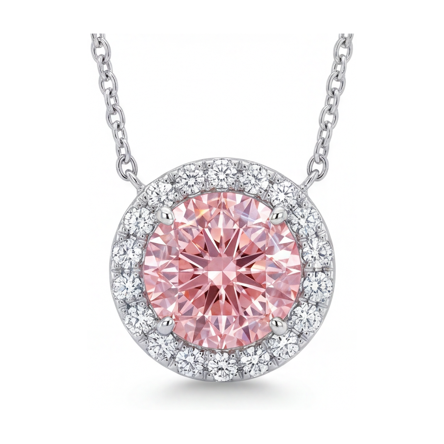 Pink Diamond Necklace 2.4 Carat Round