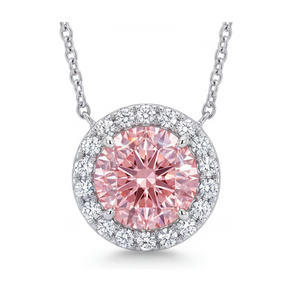 Pink Diamond Necklace 2.4 Carat Round