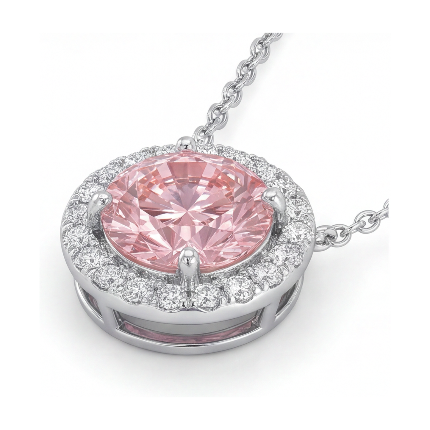Pink Diamond Necklace 2.4 Carat Round
