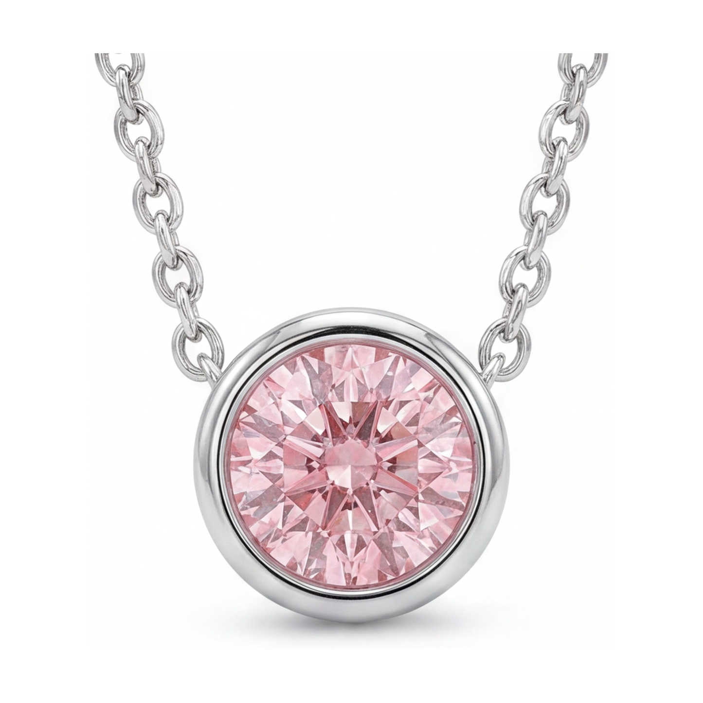 Pink Diamond Necklace 2.5 Carat Round