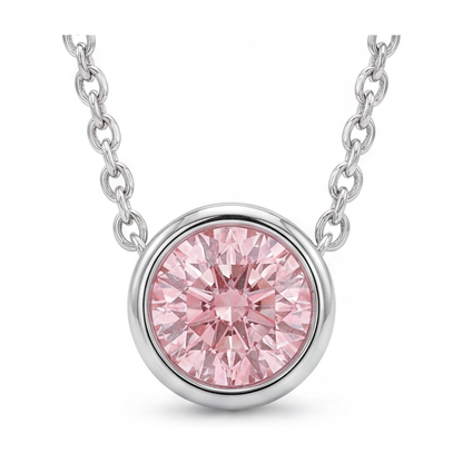 Pink Diamond Necklace 2.5 Carat Round