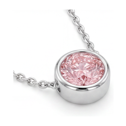 Pink Diamond Necklace 2.5 Carat Round