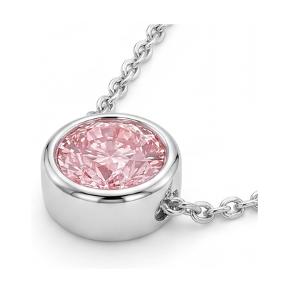 Pink Diamond Necklace 2.5 Carat Round