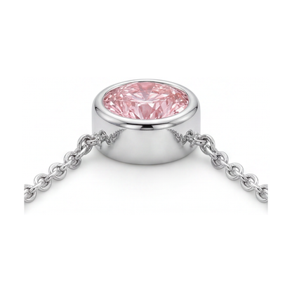 Pink Diamond Necklace 2.5 Carat Round