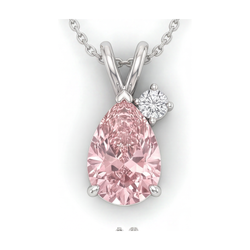 Pink Diamond Necklace 3.15 Carat Pear Accent Bail Pendant