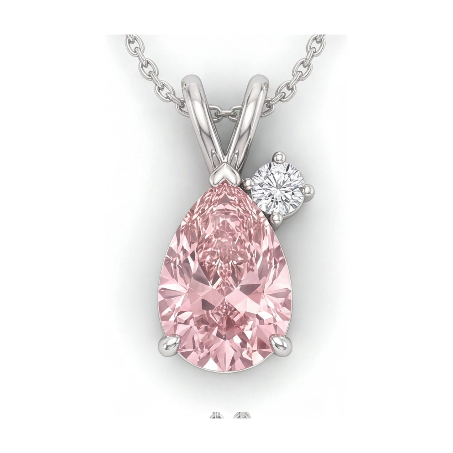 Pink Diamond Necklace 3.15 Carat Pear Accent Bail Pendant