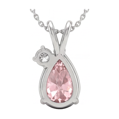 Pink Diamond Necklace 3.15 Carat Pear Accent Bail Pendant