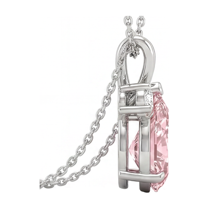 Pink Diamond Necklace 3.15 Carat Pear Accent Bail Pendant