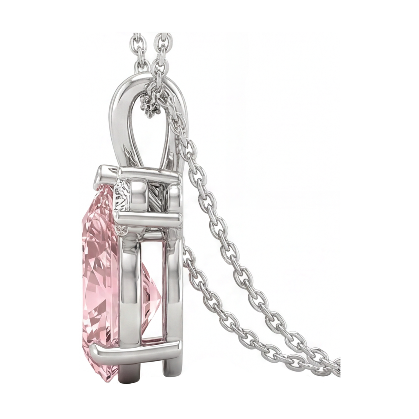 Pink Diamond Necklace 3.15 Carat Pear Accent Bail Pendant