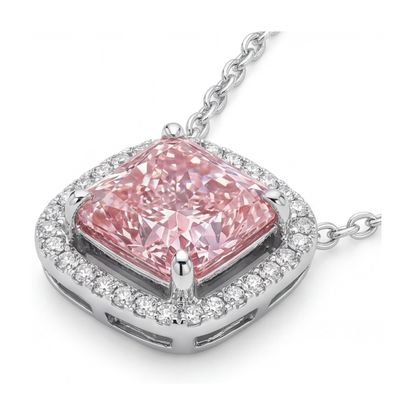 Pink Diamond Necklace 3.5 Carat Cushion