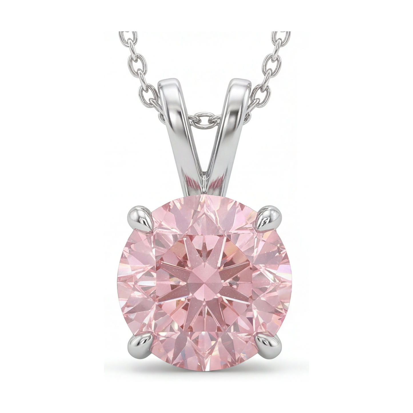 Pink Diamond Necklace 3.5 Carat Round