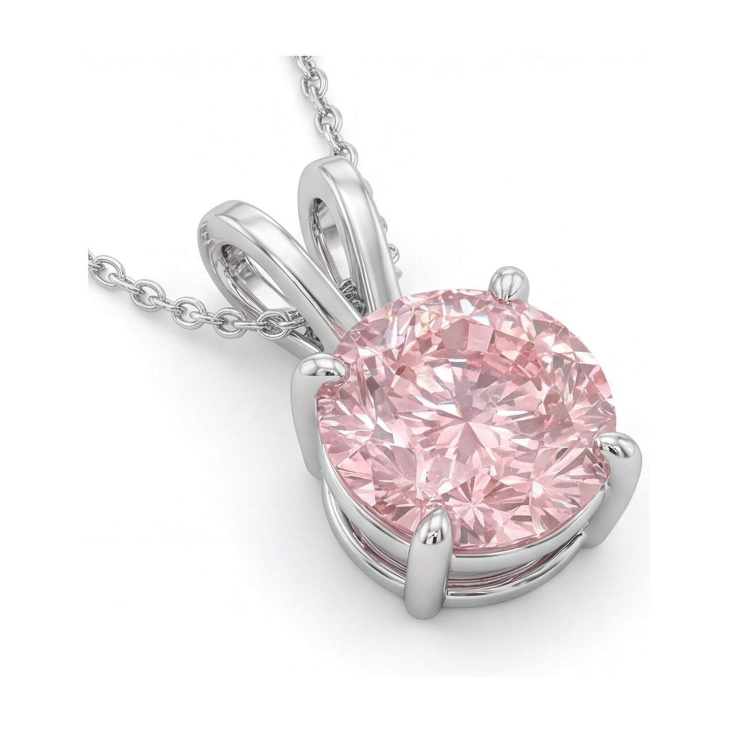 Pink Diamond Necklace 3.5 Carat Round