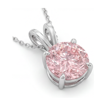 Pink Diamond Necklace 3.5 Carat Round