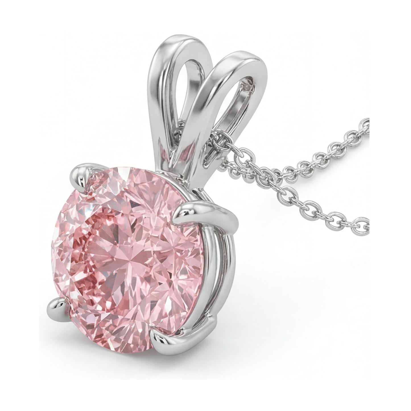 Pink Diamond Necklace 3.5 Carat Round