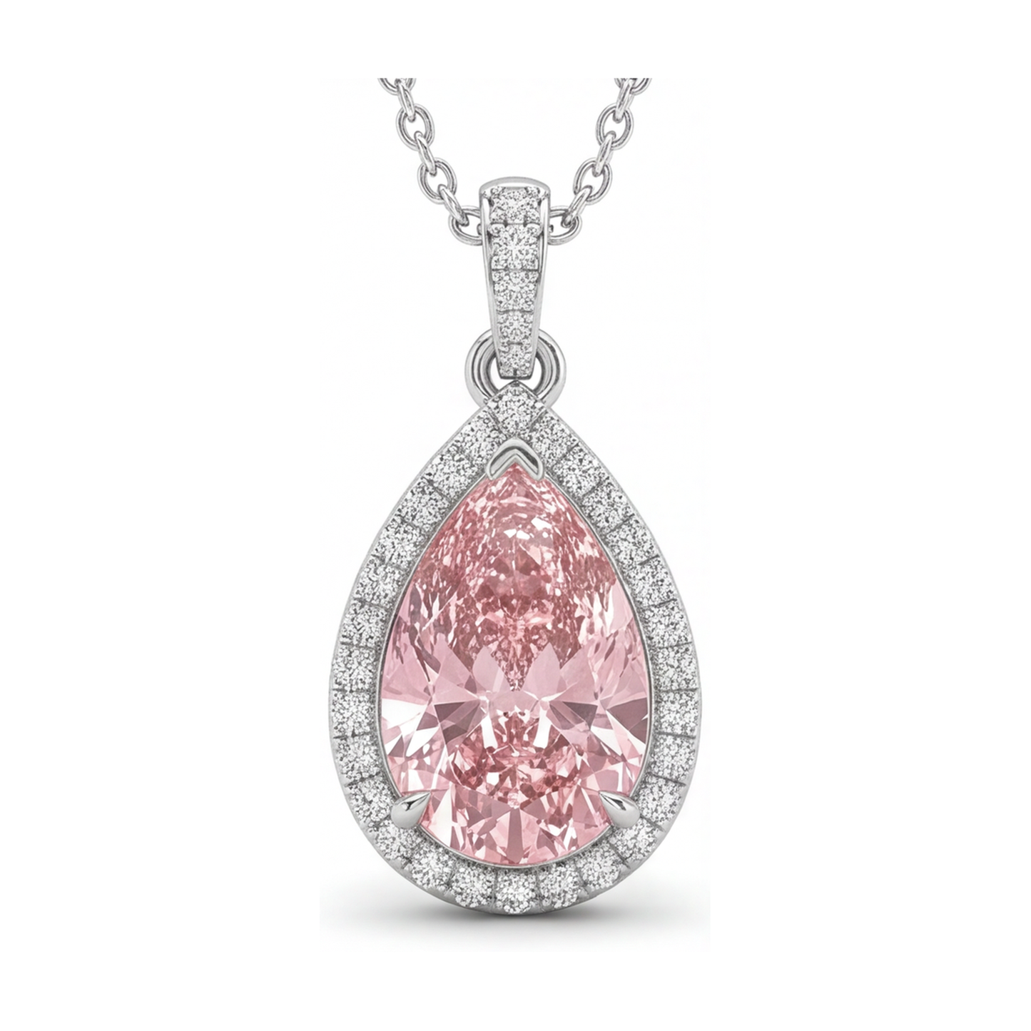 Pink Diamond Necklace 3.6 Carat Pear