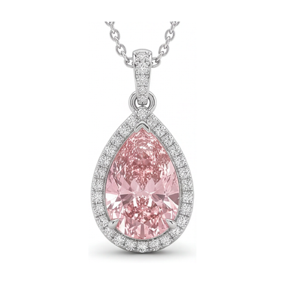Pink Diamond Necklace 3.6 Carat Pear