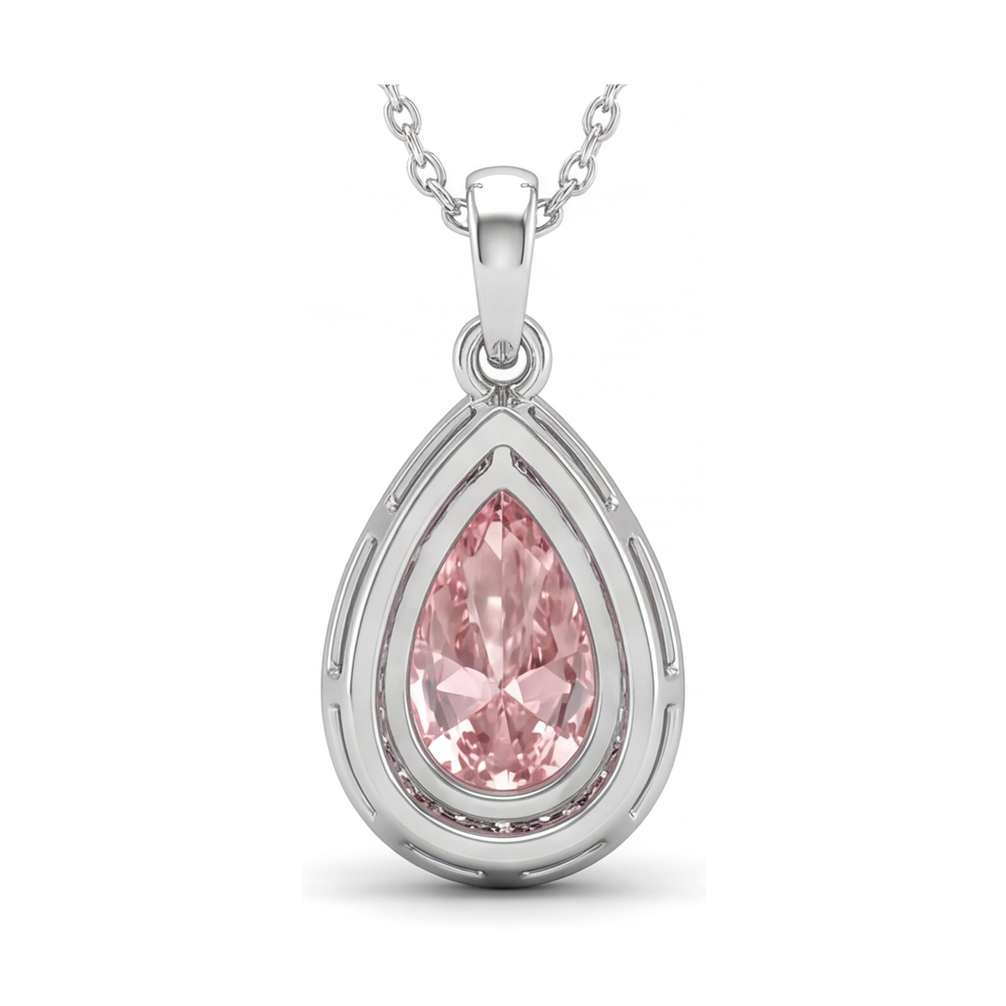 Pink Diamond Necklace 3.6 Carat Pear