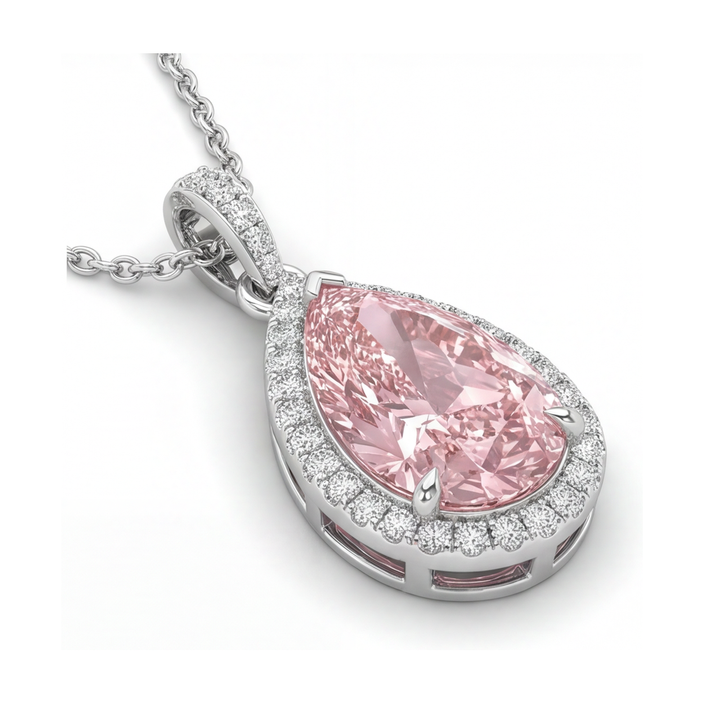 Pink Diamond Necklace 3.6 Carat Pear