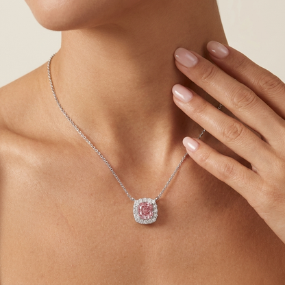 Pink Diamond Necklace 3 Carat Cushion