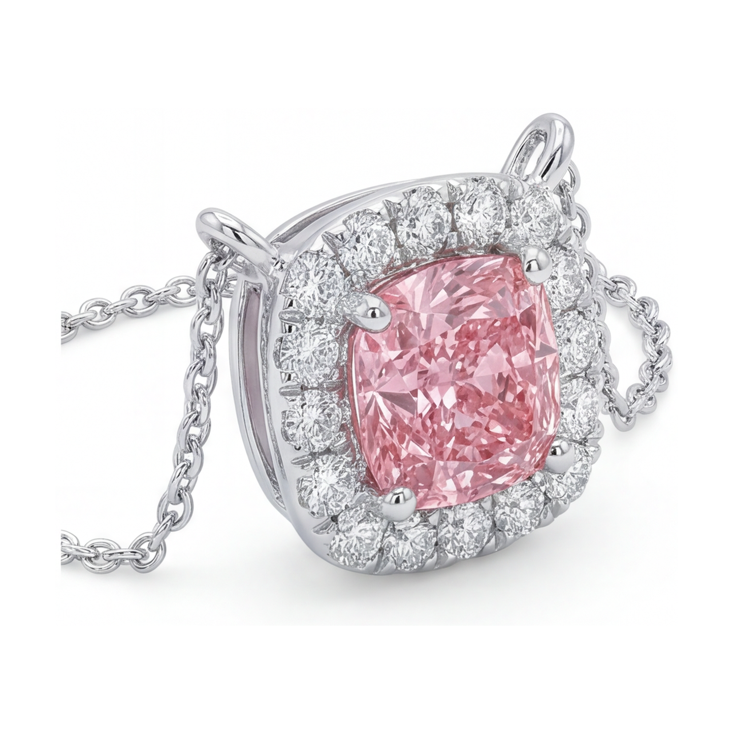 Pink Diamond Necklace 3 Carat Cushion