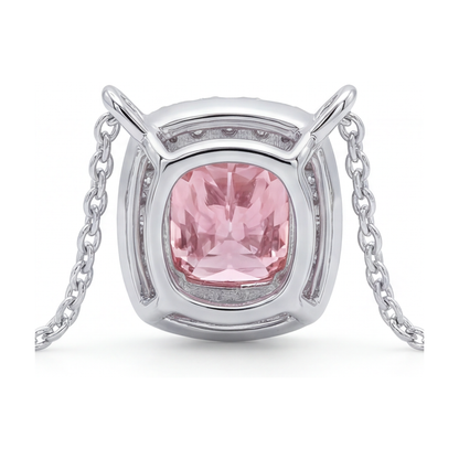 Pink Diamond Necklace 3 Carat Cushion