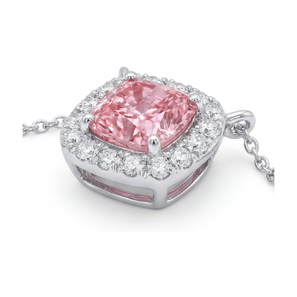 Pink Diamond Necklace 3 Carat Cushion