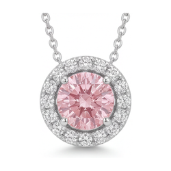 Pink Diamond Necklace 3 Carat Round