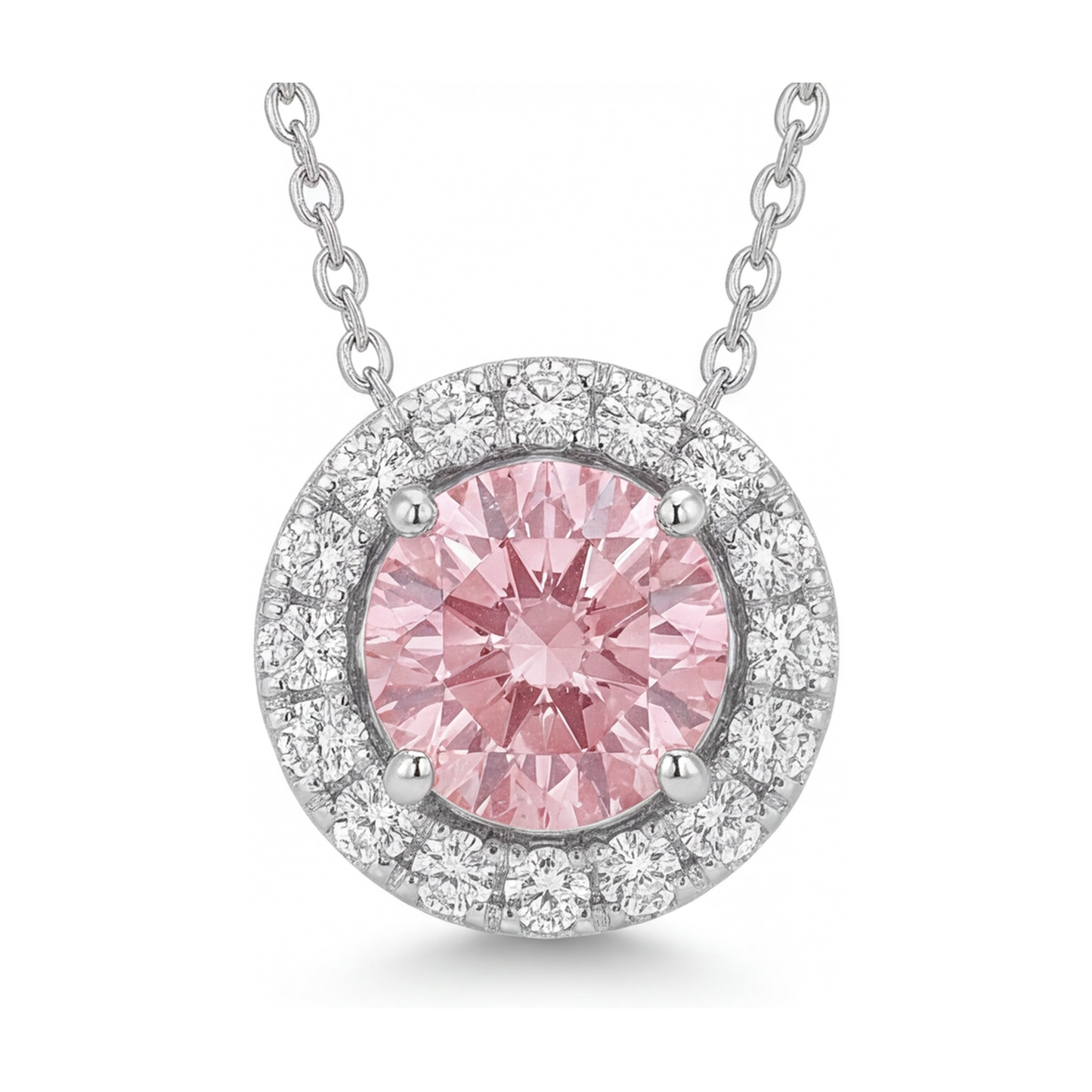 Pink Diamond Necklace 3 Carat Round
