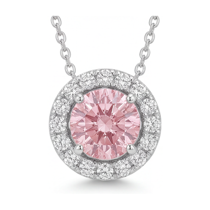 Pink Diamond Necklace 3 Carat Round