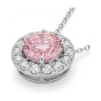 Pink Diamond Necklace 3 Carat Round
