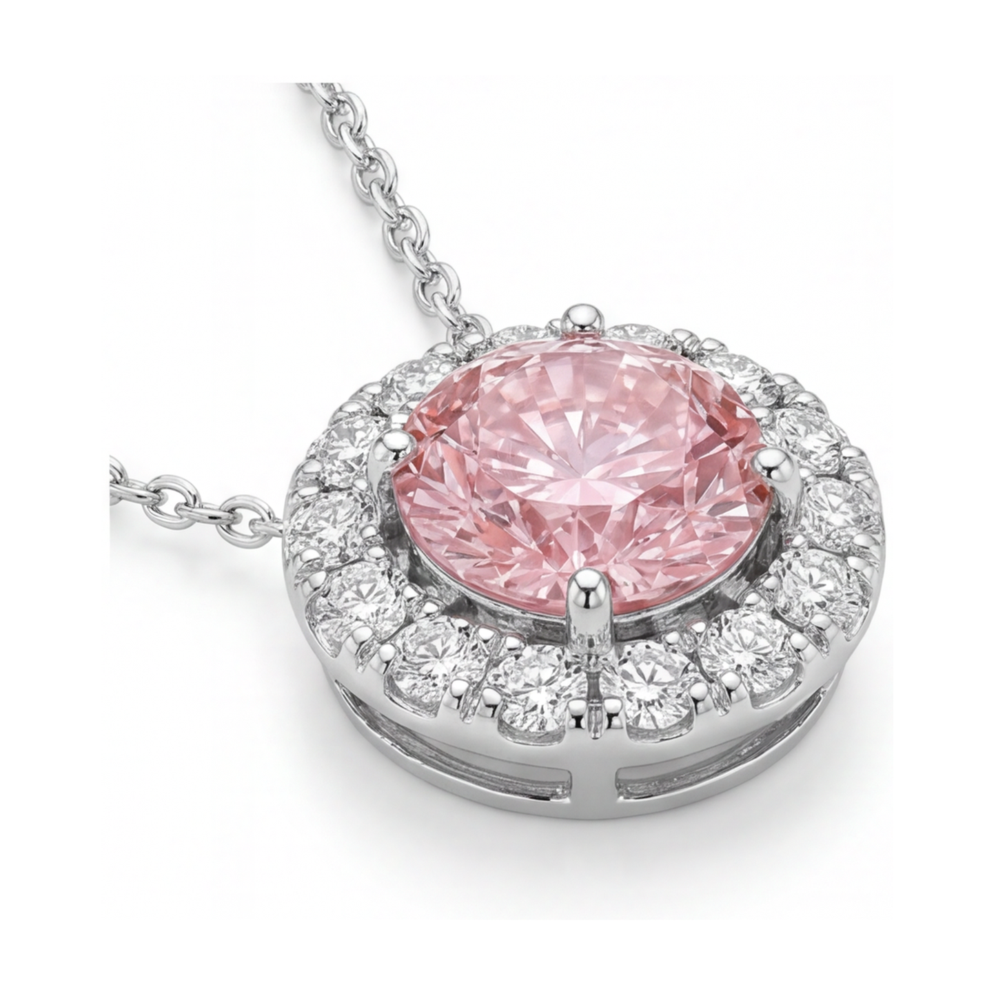 Pink Diamond Necklace 3 Carat Round