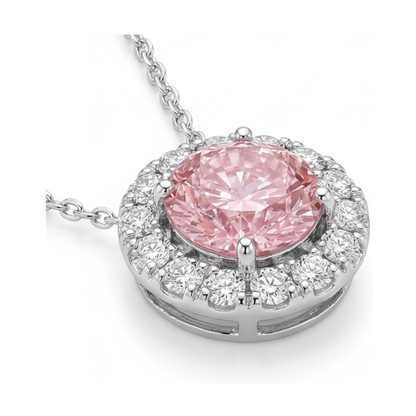 Pink Diamond Necklace 3 Carat Round