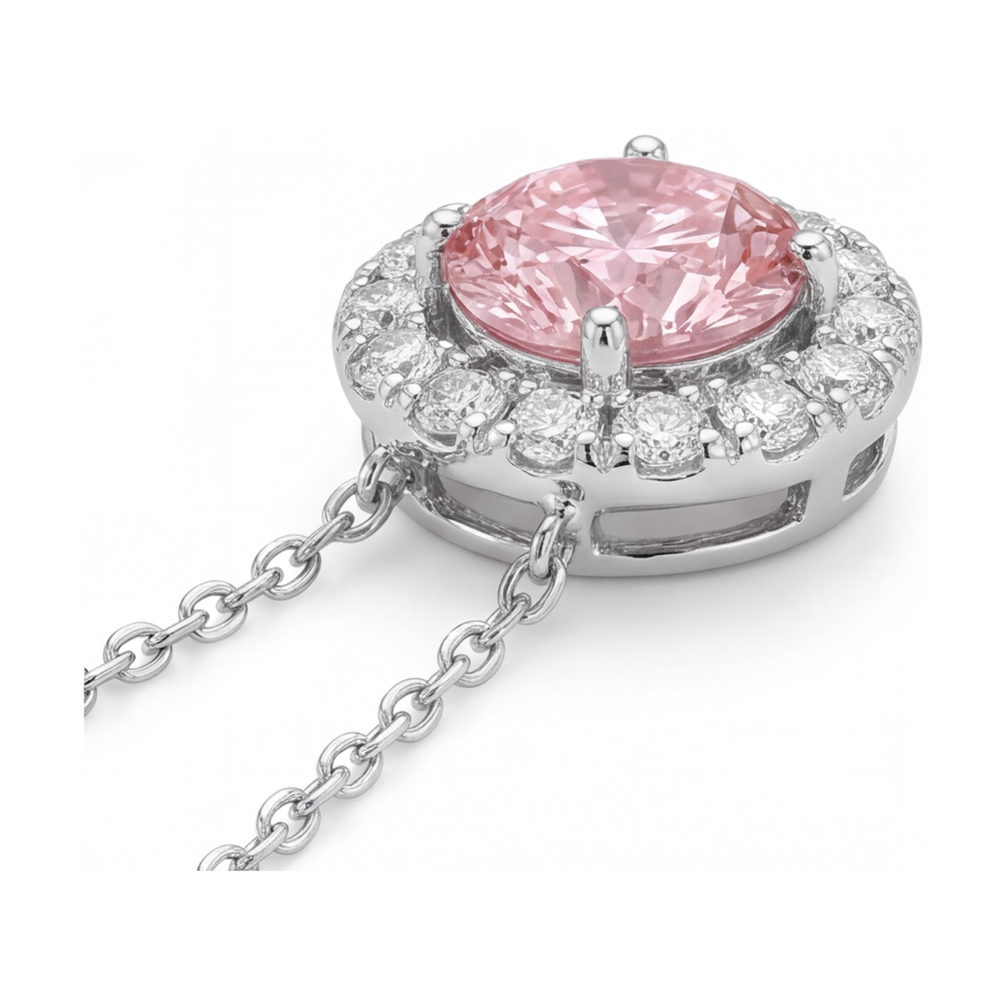 Pink Diamond Necklace 3 Carat Round