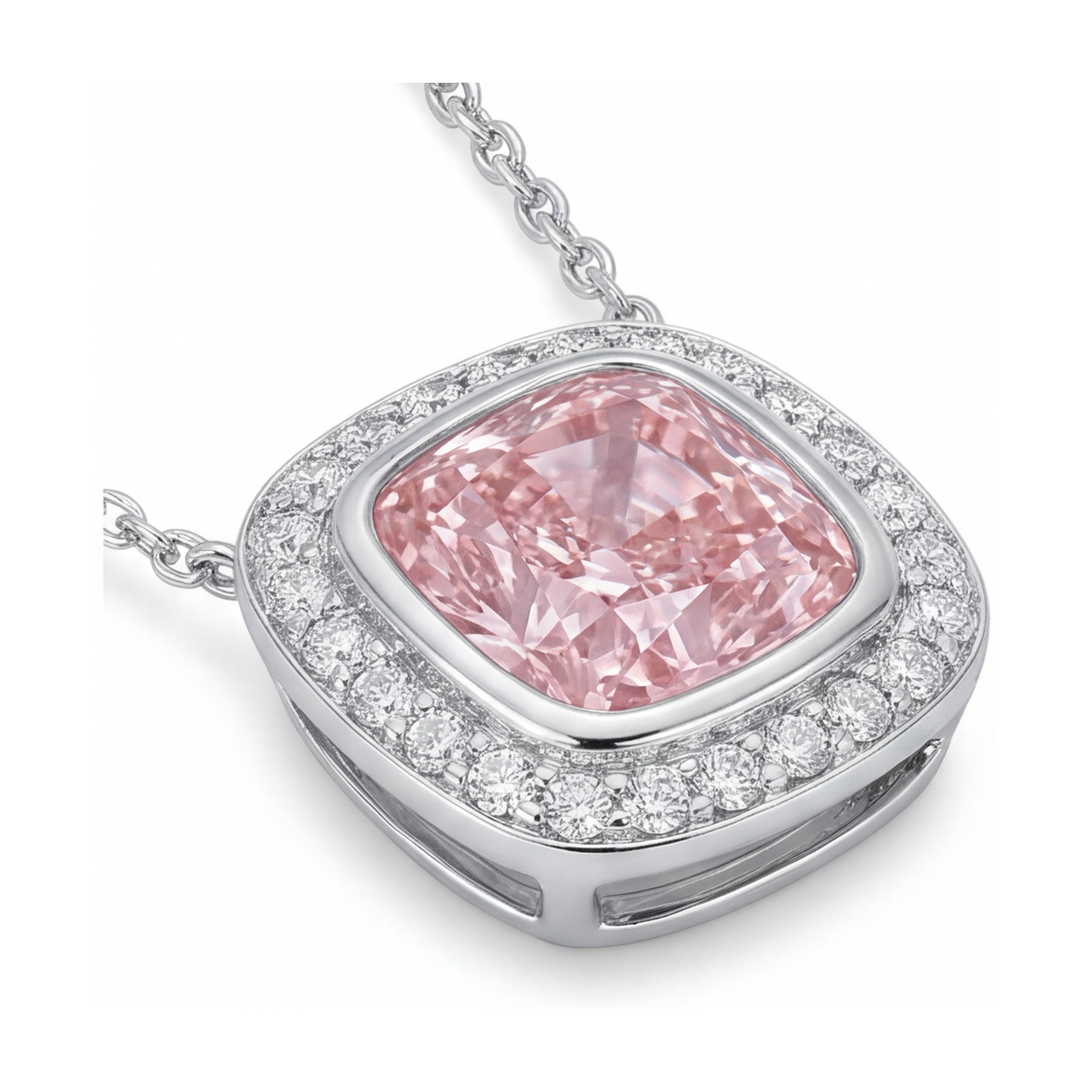 Pink Diamond Pendant 4.6 Carat Cushion