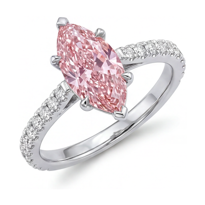Pink Diamond Ring 2.1 Carat Marquise