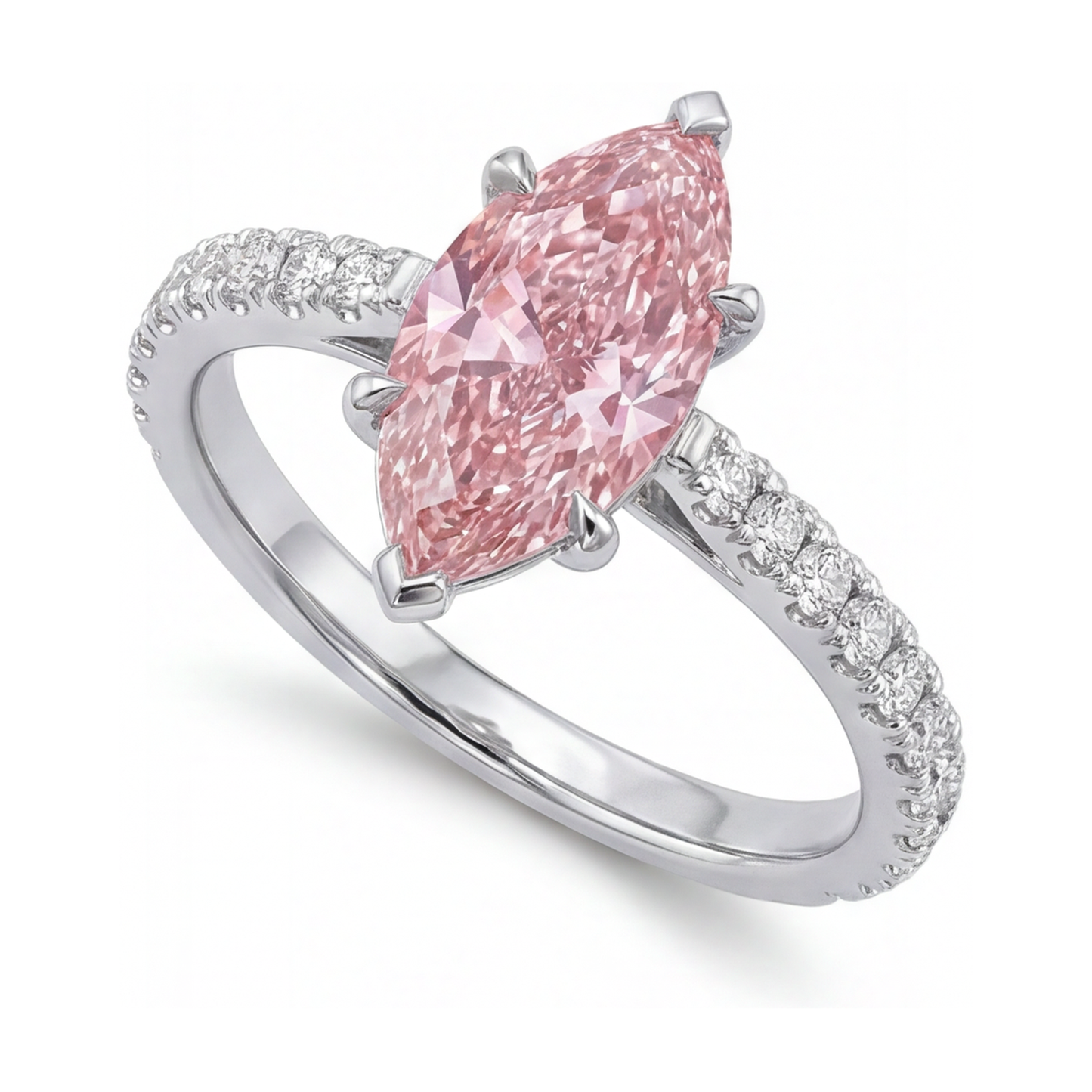 Pink Diamond Ring 2.1 Carat Marquise
