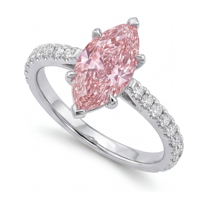 Pink Diamond Ring 2.1 Carat Marquise