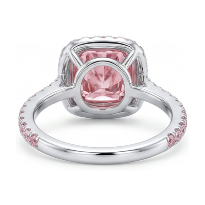Pink Diamond Ring 3.2 Carat Cushion