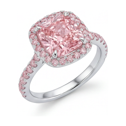 Pink Diamond Ring 3.2 Carat Cushion