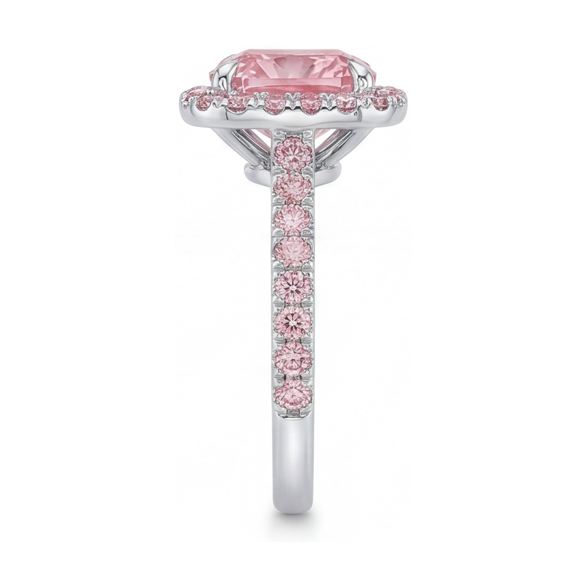 Pink Diamond Ring 3.2 Carat Cushion