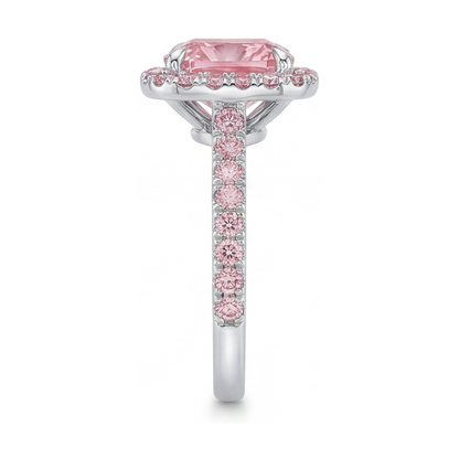 Pink Diamond Ring 3.2 Carat Cushion