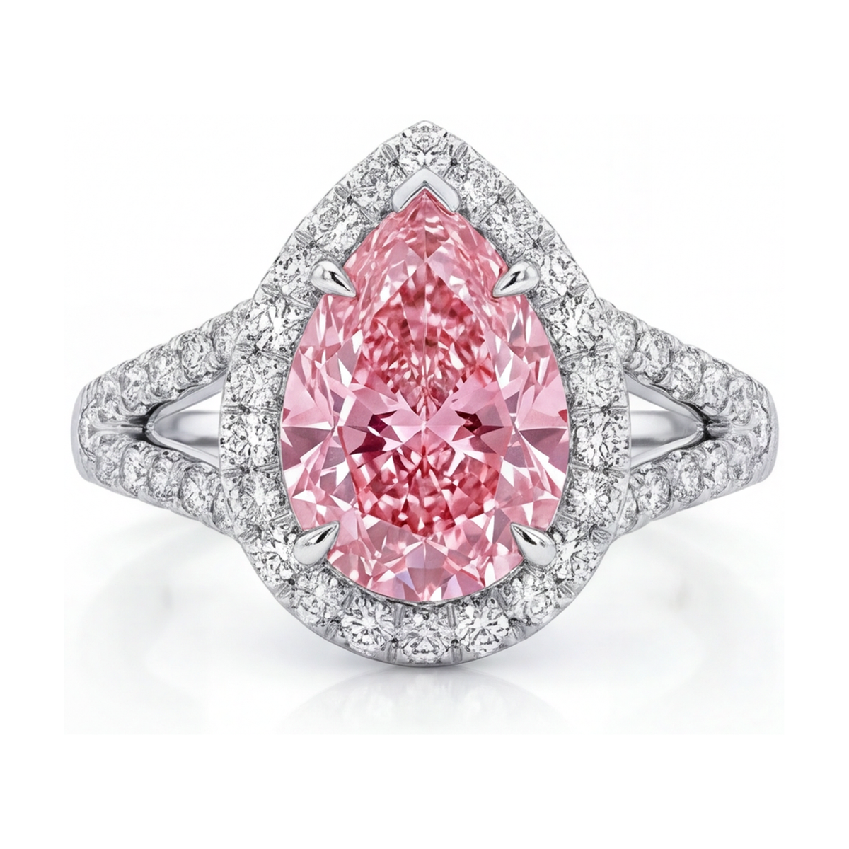 Pink Diamond Ring 3.2 Carat Pear