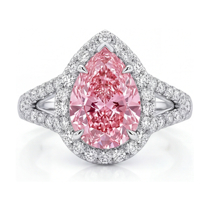 Pink Diamond Ring 3.2 Carat Pear