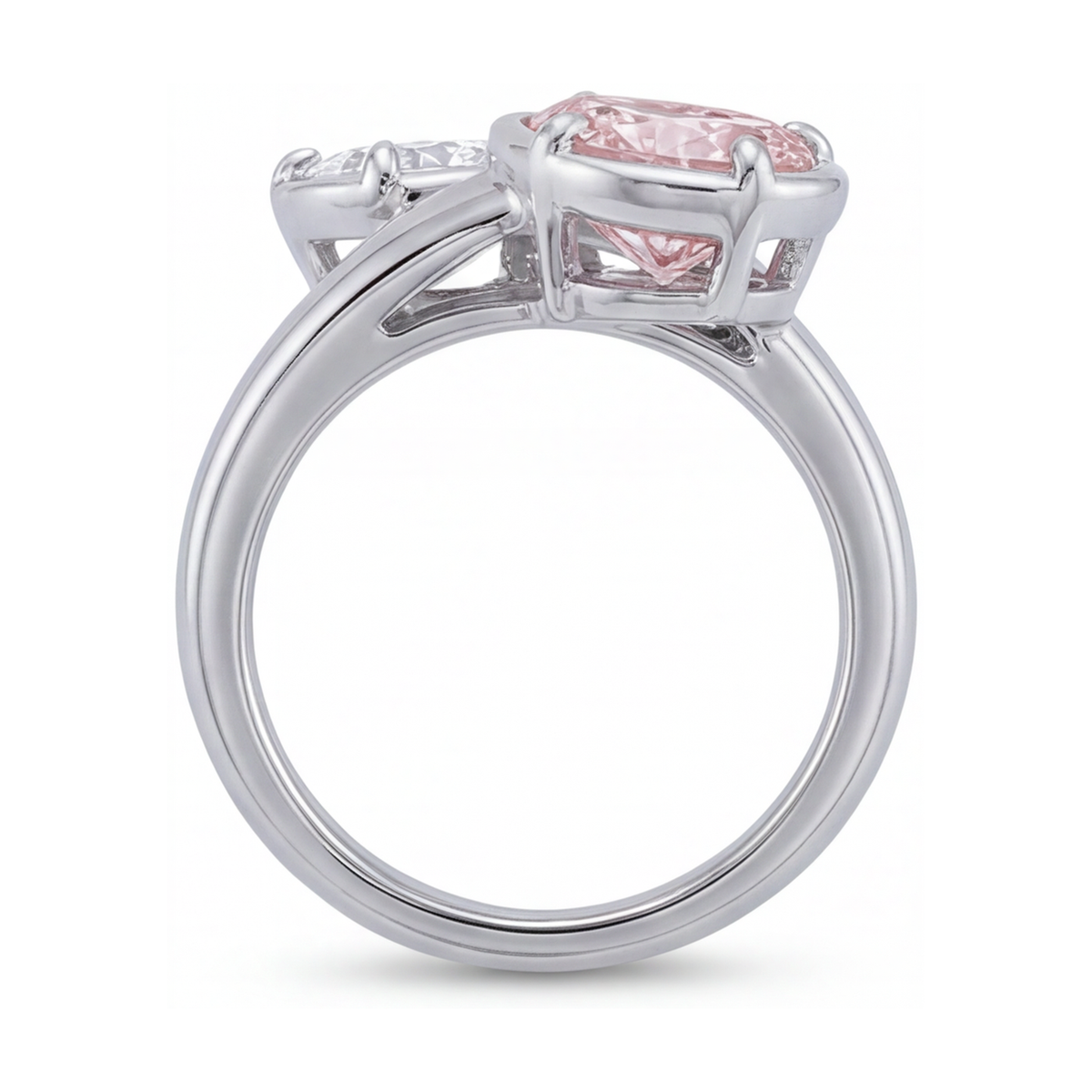 Pink Diamond Ring 3.2 Carat Pear Toi Et Moi Bypass